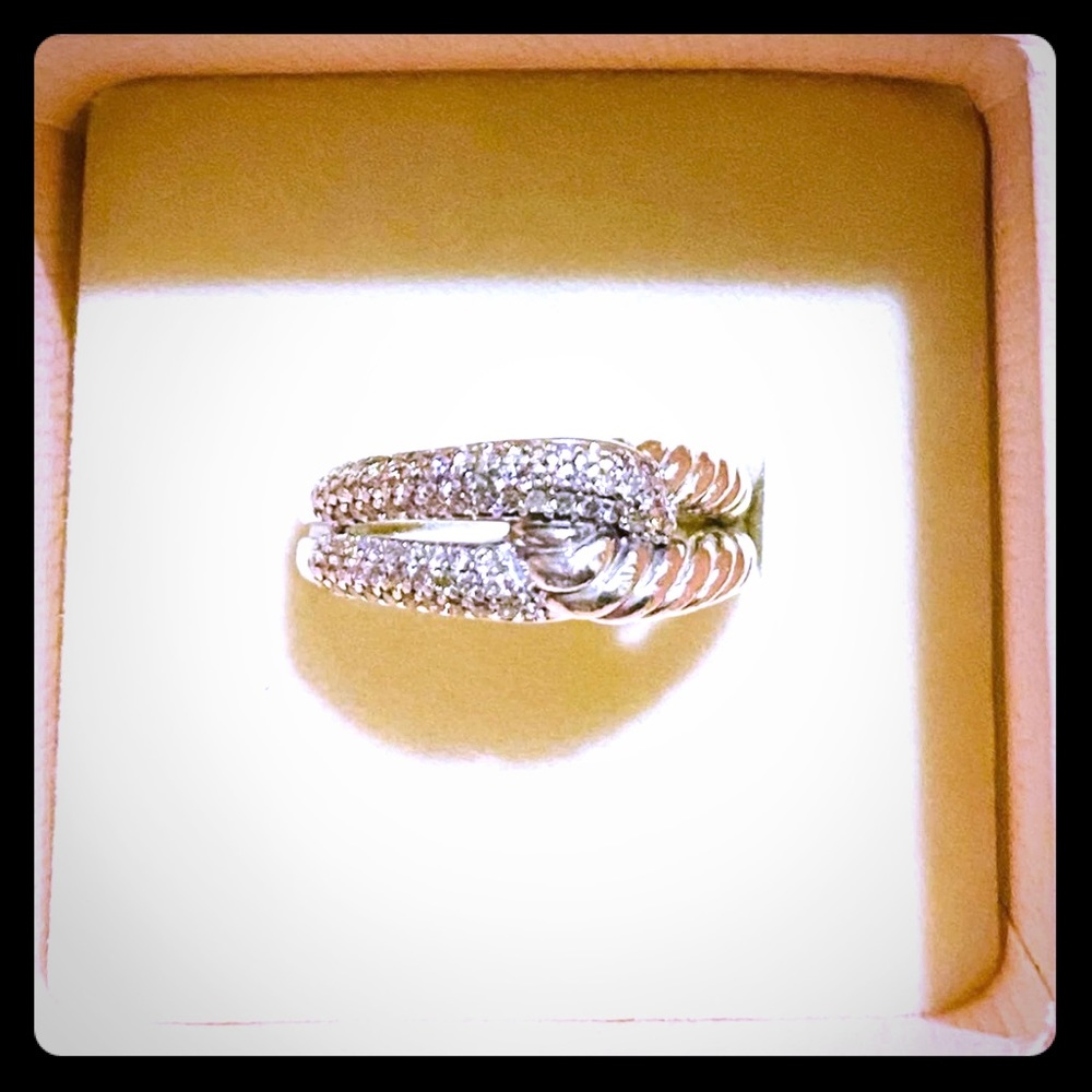 Beautiful Twisted Silver and Diamond Ring